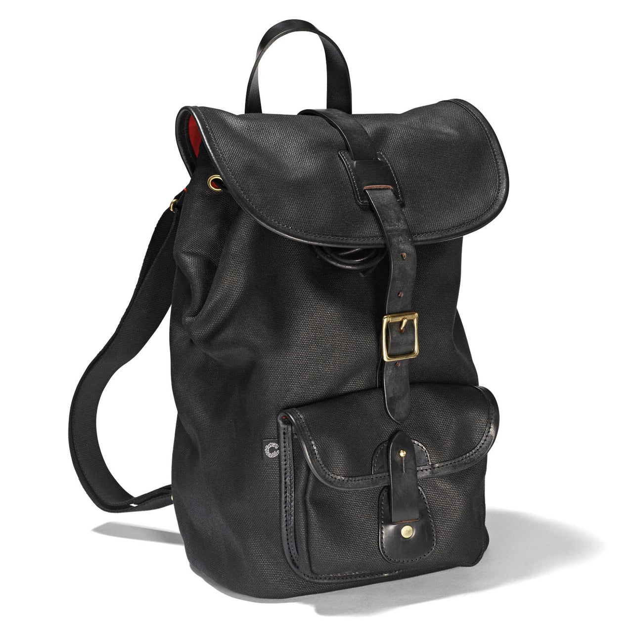 Waxed Black Rucksack - Drawstring