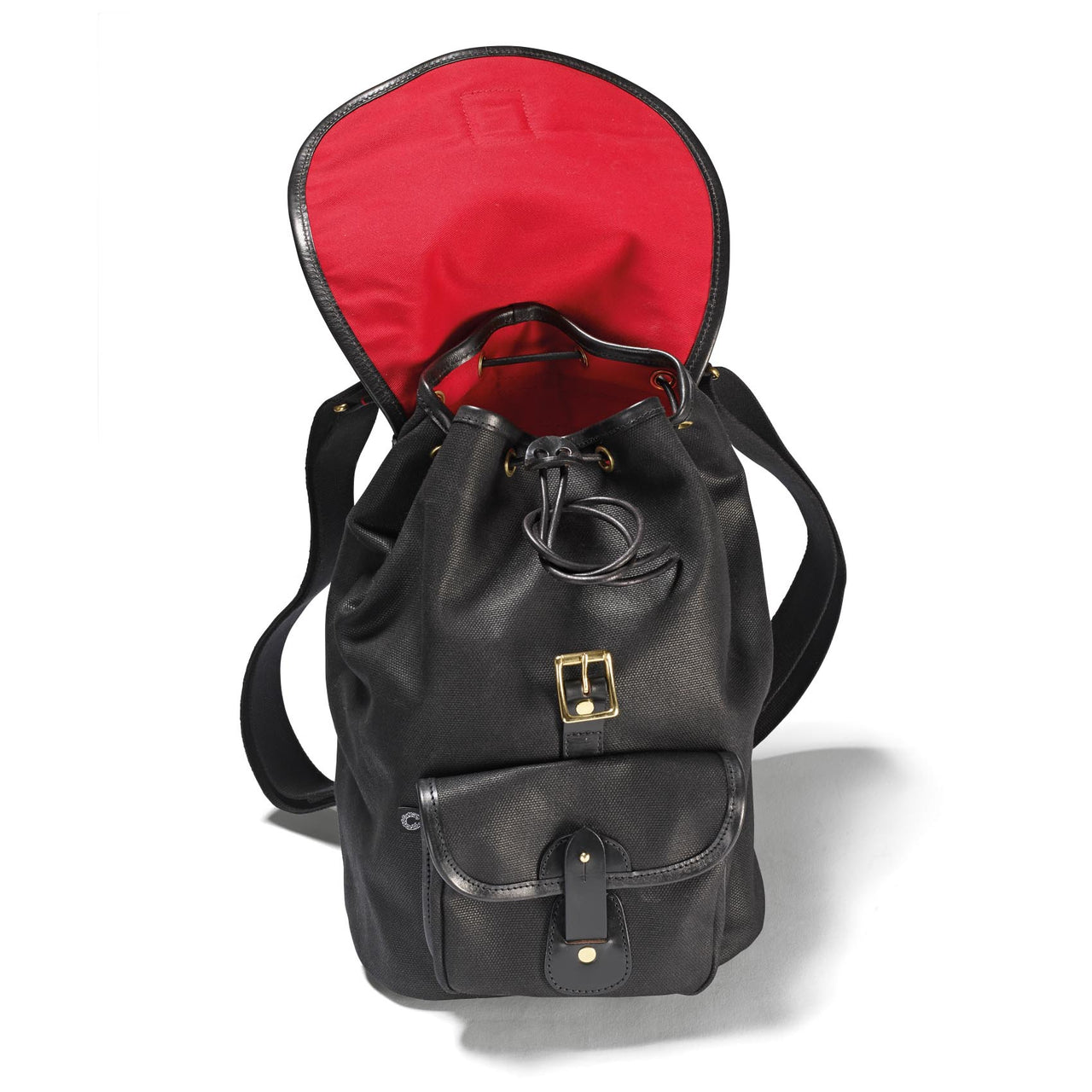 Waxed Black Rucksack - Drawstring