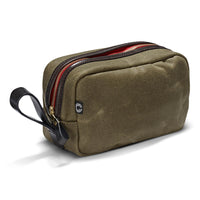 Thumbnail for Vintage Waxed Canvas Wash Bag - Olive