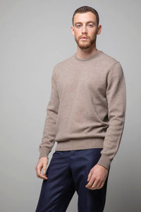 Thumbnail for Johnstons of Elgin Round Neck 100% Merino Wool Sweater - Oatmeal