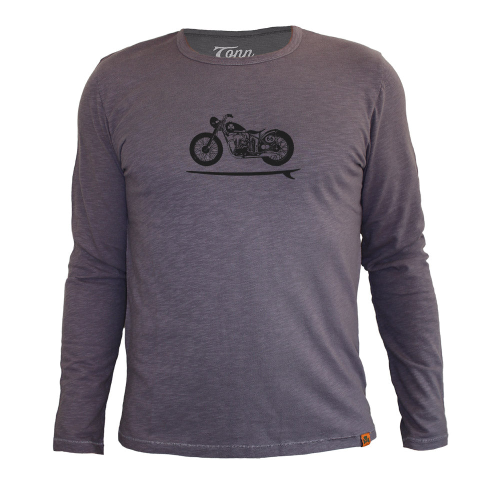 Long Sleeve Organic Cotton Tee Grey Bike Board