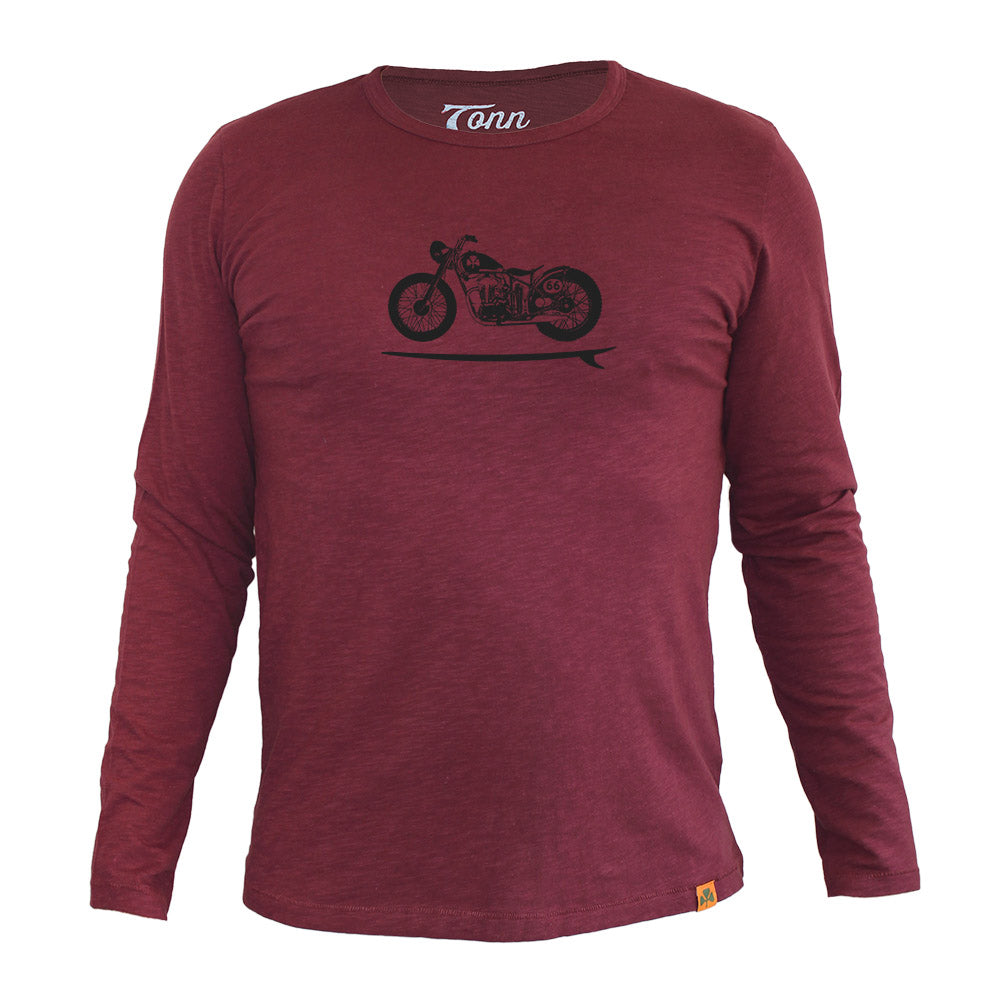 Long Sleeve Organic Cotton Tee Wine Bike Board