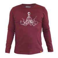 Thumbnail for Long Sleeve Organic Cotton Tee Wine Octopus