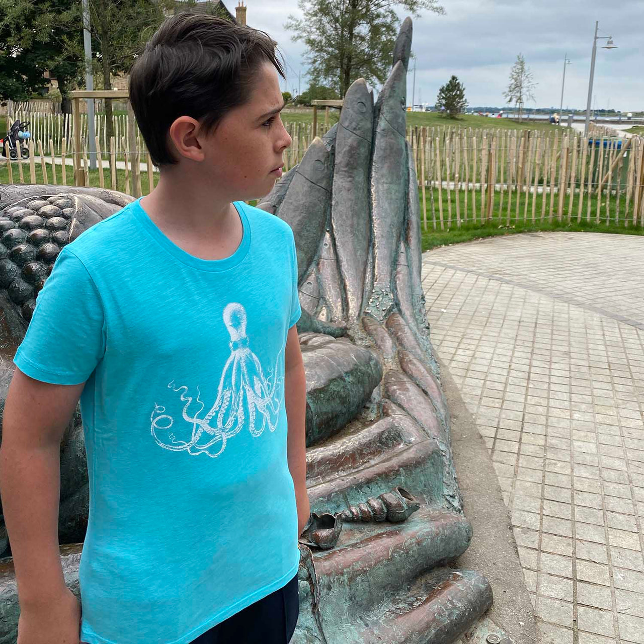 Kids Octopus Tee Turquoise