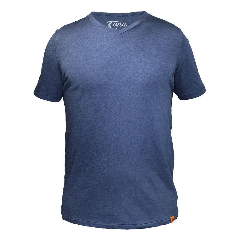 NAVY V NECK PLAIN ORGANIC TEE SHIRT