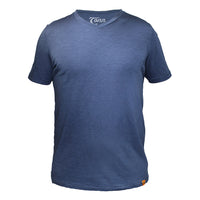 Thumbnail for NAVY V NECK PLAIN ORGANIC TEE SHIRT