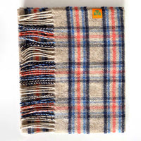 Thumbnail for 100% Cashmere plaid scarf - Natural & Blue Check
