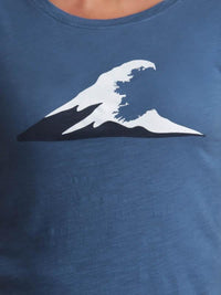 Thumbnail for Ladies Irish Coast Wave Tee Dark Blue - Petite Fit.