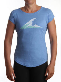 Thumbnail for Ladies Irish Coast Wave Tee Medium Blue - Petite Fit - X Small to Large left