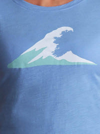 Thumbnail for Ladies Irish Coast Wave Tee Medium Blue - Petite Fit - X Small to Large left