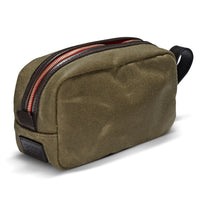 Thumbnail for Vintage Waxed Canvas Wash Bag - Olive