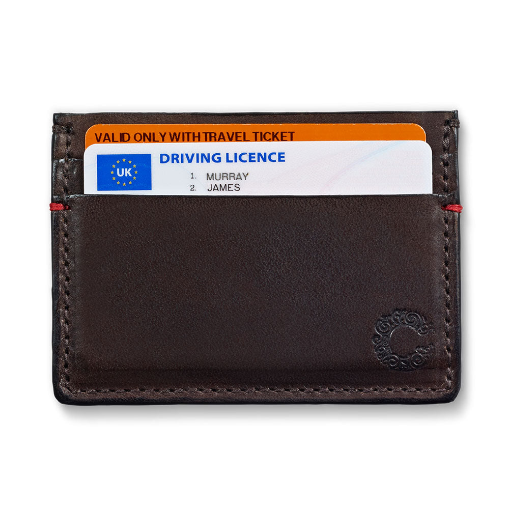 Vintage Leather Credit Card Holder Dark Brown