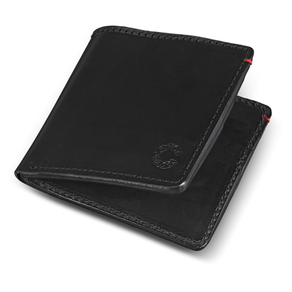 Vintage Leather Folding Wallet Black