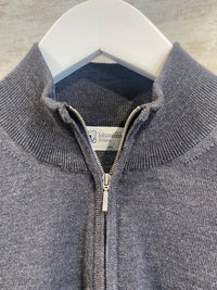 Thumbnail for Johnstons of Elgin Half Zip 100% Merino Wool Sweater - Charcoal