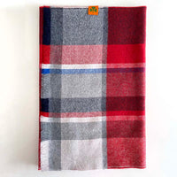 Thumbnail for Extra Fine 100% Merino Wool Scarf - Red/Navy.Grey Check