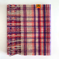 Thumbnail for 100% Cashmere plaid scarf - Natural, Purple & Orange Check
