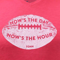 Thumbnail for Now's the Day Rugby V-Neck Tee Raspberry